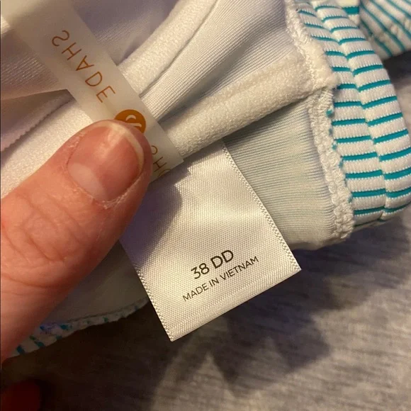 Shade & Shore Blue and White Striped Bikini Set Top 38DD Bottom XL NWT - Picture 5 of 8